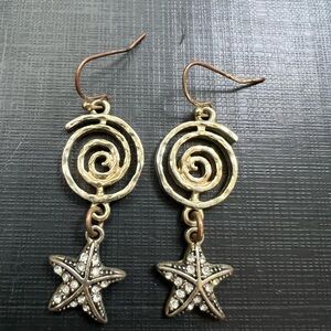 Gold colored Starfish Spiral Earrings